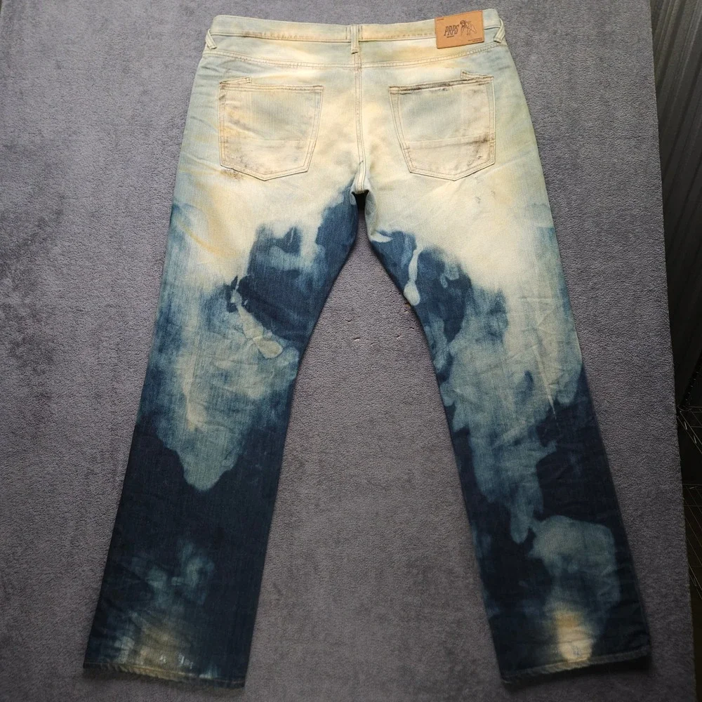 PRPS Men's Barracuda Jeans Mens 42x33 Straight Leg Dirty Bleached Wash Denim